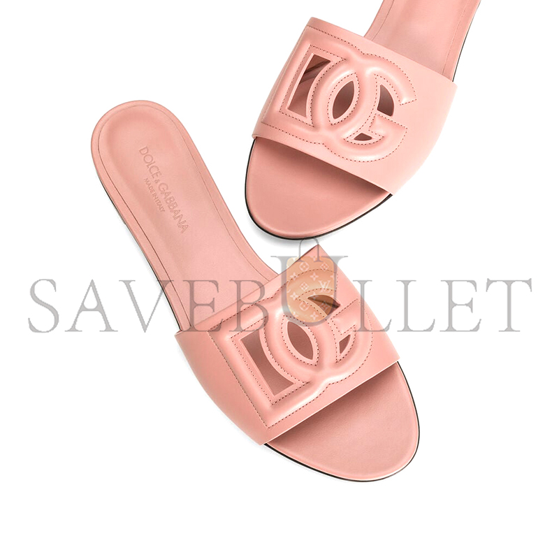 DOLCE GABBANA CALFSKIN SLIDERS WITH DG LOGO CQ0436AY32980405